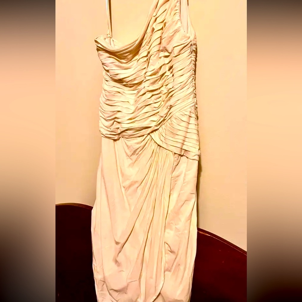 BCBGMax cream one shoulder dress